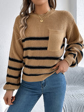 Load image into Gallery viewer, Striped Round Neck Long Sleeve Sweater