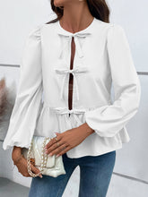 Load image into Gallery viewer, Ivy Lane Peplum Tied Long Sleeve Blouse