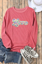 Load image into Gallery viewer, Valentine's Day LOVE Round Neck Long Sleeve Sweatshirt