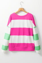 Load image into Gallery viewer, Contrast Color Block Round Neck Long Sleeve Top