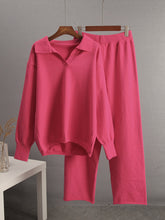 Load image into Gallery viewer, Johnny Collar Long Sleeve Top and Pants Sweater Set