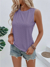 Load image into Gallery viewer, Eyelet Round Neck Tank