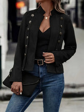 Load image into Gallery viewer, Decorative Button Open Front Long Sleeve Jacket