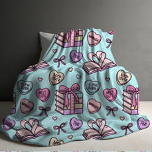 Load image into Gallery viewer, Blanket - Valentine’s Day - Book Hearts Blue - PREORDER