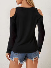 Load image into Gallery viewer, V-Neck Cold Shoulder Long Sleeve T-Shirt