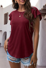 Load image into Gallery viewer, Ruffled Round Neck Cap Sleeve Blouse