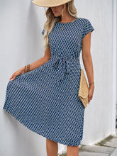 Load image into Gallery viewer, Perfee Printed Round Neck Short Sleeve Midi Dress