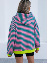 Load image into Gallery viewer, Drawstring Striped Long Sleeve Hoodie
