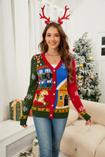 Load image into Gallery viewer, Nutcracker Contrast V-Neck Long Sleeve Cardigan