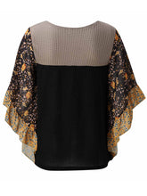 Load image into Gallery viewer, Full Size Printed Round Neck Three-Quarter Sleeve Blouse