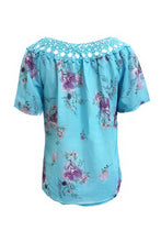 Load image into Gallery viewer, Full Size Printed Tie Neck Short Sleeve Blouse