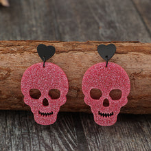 Load image into Gallery viewer, Acrylic Skeleton & Heart Earrings