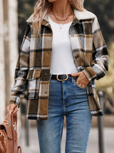 Load image into Gallery viewer, Perfee Pocketed Plaid Button Up Collared Neck Jacket