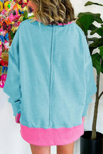 Load image into Gallery viewer, Contrast Round Neck Dropped Shoulder Long Sleeve Sweatshirt