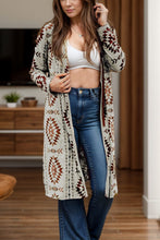Load image into Gallery viewer, Geometric Open Front Long Sleeve Cover Up