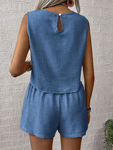 Load image into Gallery viewer, Round Neck Sleeveless Top and Shorts Set