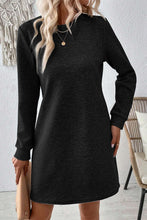 Load image into Gallery viewer, Textured Round Neck Long Sleeve Mini Dress