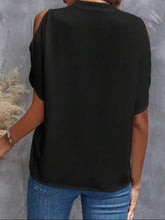 Load image into Gallery viewer, Notched Cold Shoulder Half Sleeve Blouse