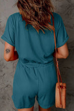 Load image into Gallery viewer, Full Size Drawstring V-Neck Short Sleeve Romper
