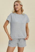 Load image into Gallery viewer, Double Take Full Size Texture Short Sleeve Top and Shorts Set