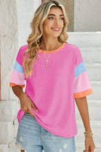 Load image into Gallery viewer, Lovelet Color Block Round Neck Half Sleeve T-Shirt
