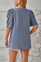 Load image into Gallery viewer, Swiss Dot Round Neck Short Sleeve Blouse