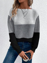 Load image into Gallery viewer, Color Block Drop Shoulder Long Sleeve Sweater