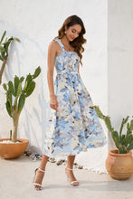 Load image into Gallery viewer, Smocked Printed Square Neck Midi Dress