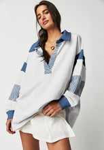 Load image into Gallery viewer, Color Block Johnny Collar Long Sleeve Sweatshirt