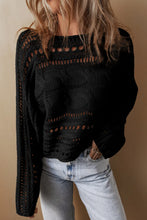 Load image into Gallery viewer, Cable-Knit Openwork Long Sleeve Sweater