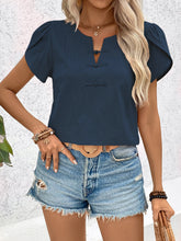 Load image into Gallery viewer, Notched Short Sleeve Blouse