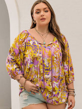 Load image into Gallery viewer, Plus Size Printed Tie Neck Blouse