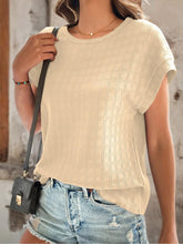 Load image into Gallery viewer, Textured Round Neck Short Sleeve Top