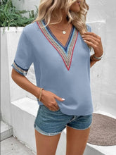 Load image into Gallery viewer, Full Size V-Neck Short Sleeve Blouse