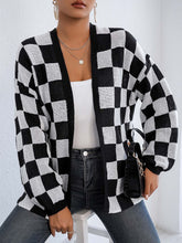 Load image into Gallery viewer, Checkered Open Front Long Sleeve Cardigan