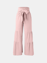 Load image into Gallery viewer, Tied Ruched Wide Leg Pants