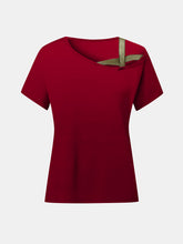 Load image into Gallery viewer, Asymmetrical Neck Short Sleeve T-Shirt