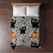 Load image into Gallery viewer, Blanket - Halloween - Black Cat Web Daisy - PREORDER 7/29-8/1