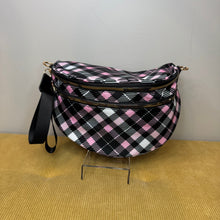 Load image into Gallery viewer, The Roni Nylon Crossbody - Black Pink Plaid