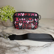 Load image into Gallery viewer, Rue - Nylon Wristlet Wallet - Black Pink Bow
