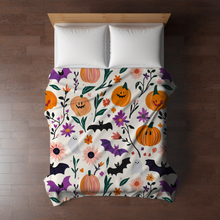 Load image into Gallery viewer, Blanket - Halloween - White Pumpkin Bat - PREORDER 7/29-8/1