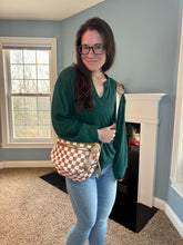 Load image into Gallery viewer, The Roni Nylon Crossbody - Checkered Camel -
