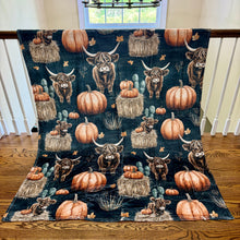 Load image into Gallery viewer, Blanket Halloween #10 - Fall Highland Cow - PREORDER ends 7/25