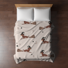 Load image into Gallery viewer, Blanket - Halloween - Dog Dachshund Witch Broom - PREORDER 7/29-8/1