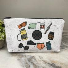Load image into Gallery viewer, Pouch - Gym Workout on Speckled White