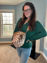 Load image into Gallery viewer, The Roni Nylon Crossbody - Checkered Camel -
