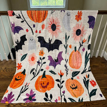 Load image into Gallery viewer, Blanket - Halloween - White Pumpkin Bat - PREORDER 7/29-8/1