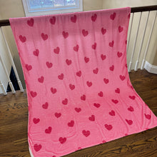 Load image into Gallery viewer, Blanket - Valentine’s Day - Pink with Maroon Hearts - PREORDER