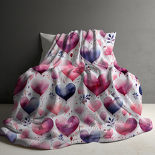 Load image into Gallery viewer, Blanket - Valentine’s Day - Watercolor Hearts - PREORDER
