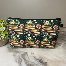 Load image into Gallery viewer, Pouch - Dark Green Book Floral